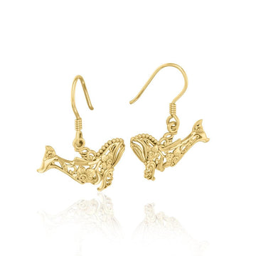 Whale Filigree Hook Earrings in 14k Gold GER1711 - Jewelry